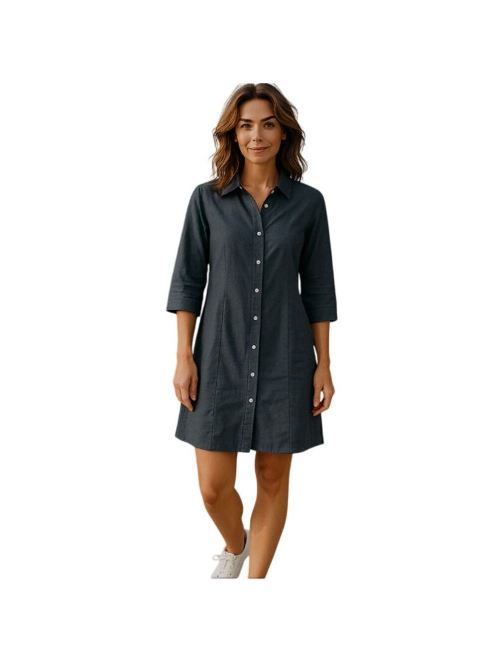 Jessica Holbrook Black Linen Blend Shirt Dress Small NWT